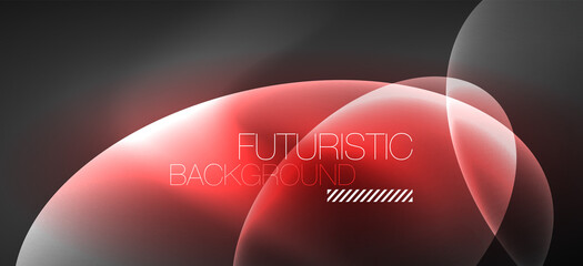 Neon ellipses abstract backgrounds. Shiny bright round shapes glowing in the dark. Vector futuristic illustrations for covers, banners, flyers and posters and other