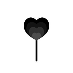 Lollipop icon, heart candy, flat graphic design template, vector 