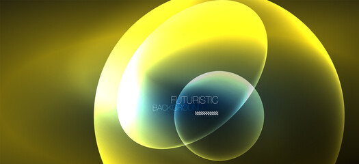 Neon ellipses abstract backgrounds. Shiny bright round shapes glowing in the dark. Vector futuristic illustrations for covers, banners, flyers and posters and other