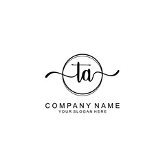 Initial TA Handwriting, Wedding Monogram Logo Design, Modern Minimalistic and Floral templates for Invitation cards	
