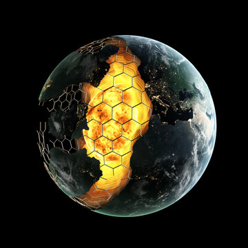 Cut earth on the black background 3D Illustration