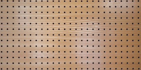 perforated wooden plank wall for geometric wooden background