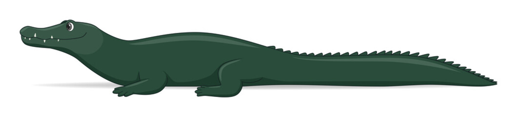 Black caiman animal on a white background. Cartoon style vector illustration