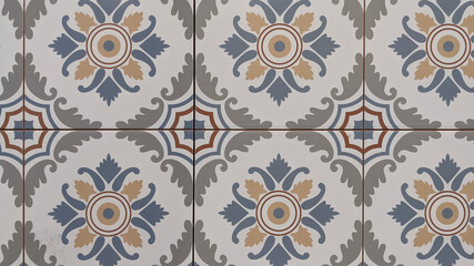 Seamless pattern with floral Azulejo patchwork mosaic  wallpaper and vintage retro background