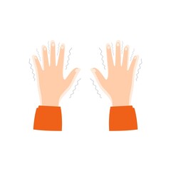 Tremor, trembling.Symptoms of various mental disorders, panic, fear, parkinson's disease.Shivering in the hands.Vector, isolated on white background