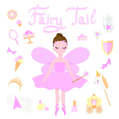 fairy taile princess set on the white background