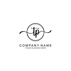 Initial TP Handwriting, Wedding Monogram Logo Design, Modern Minimalistic and Floral templates for Invitation cards	
