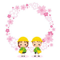 可愛い幼稚園児の子供たちと幼稚園のイラスト 桜咲く春の風景 年少さんキッズ6人組 April Wall Mural Apr ぽこたぽこ 可愛い幼稚園児の子供たちと幼稚園のイラスト 桜咲く春の風景 年少さんキッズ6人組 April Wall Mural Apr ぽこたぽこ
