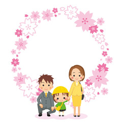 可愛い新一年生の女の子と入学を祝う家族 仲良し親子 桜フレーム Wall Mural ぽこたぽこ 可愛い新一年生の女の子と入学を祝う家族 仲良し親子 桜フレーム Wall Mural ぽこたぽこ