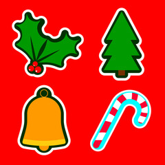 Christmas icons, Xmas symbols set, graphic design template, vector illustration