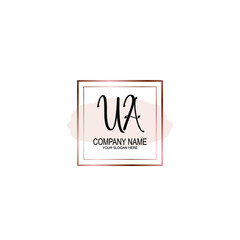 Initial UA Handwriting, Wedding Monogram Logo Design, Modern Minimalistic and Floral templates for Invitation cards	
