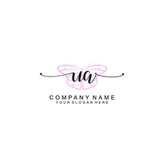 Initial UA Handwriting, Wedding Monogram Logo Design, Modern Minimalistic and Floral templates for Invitation cards	
