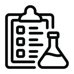 
Chemical flask with report, solid icon of chemical report
