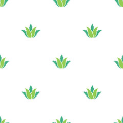 Green Aloe Vera seamless pattern. Medical, cosmetic, health care wallpaper.