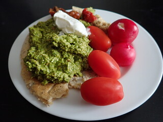 pancake with cheese and green pesto