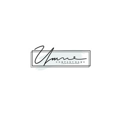 Initial UM Handwriting, Wedding Monogram Logo Design, Modern Minimalistic and Floral templates for Invitation cards	
