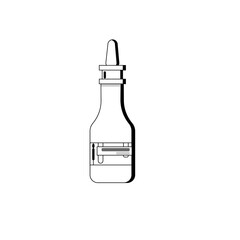 Bottles with drops and spray, nasal spray. Drops from allergies. White plastic bottles. Runny nose flat icon.