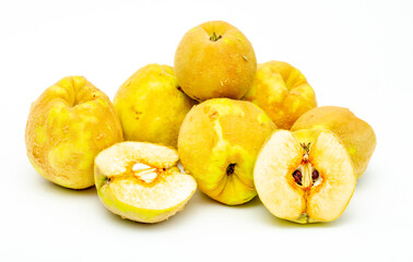 Naklejka na ściany i meble Quince fruit close-up on a white background.