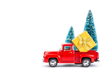Christmas toy truck with gift box