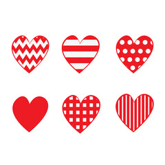 Set of hearts. Vector flat illustration.