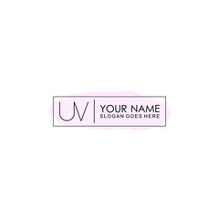 Initial UV Handwriting, Wedding Monogram Logo Design, Modern Minimalistic and Floral templates for Invitation cards	
