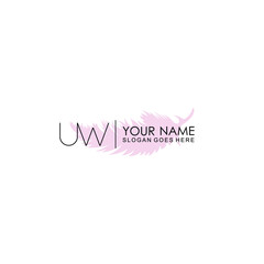 Fototapeta na wymiar Initial UW Handwriting, Wedding Monogram Logo Design, Modern Minimalistic and Floral templates for Invitation cards 