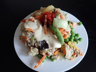 mixed vegetables and cheese warm salad