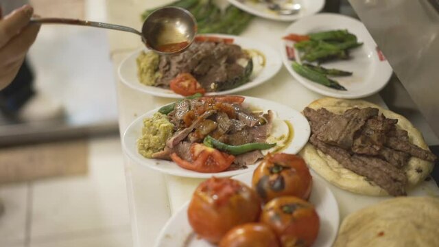 Close up of Iskender kebab in Bursa