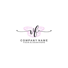 Initial VF Handwriting, Wedding Monogram Logo Design, Modern Minimalistic and Floral templates for Invitation cards	
