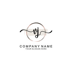 Initial VJ Handwriting, Wedding Monogram Logo Design, Modern Minimalistic and Floral templates for Invitation cards	
