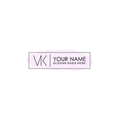 Initial VK Handwriting, Wedding Monogram Logo Design, Modern Minimalistic and Floral templates for Invitation cards	
