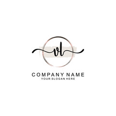 Initial VL Handwriting, Wedding Monogram Logo Design, Modern Minimalistic and Floral templates for Invitation cards