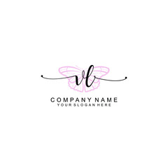 Initial VL Handwriting, Wedding Monogram Logo Design, Modern Minimalistic and Floral templates for Invitation cards