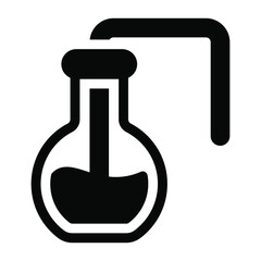 
A chemical flask with lamp demonstrating spirit lamp, solid icon
