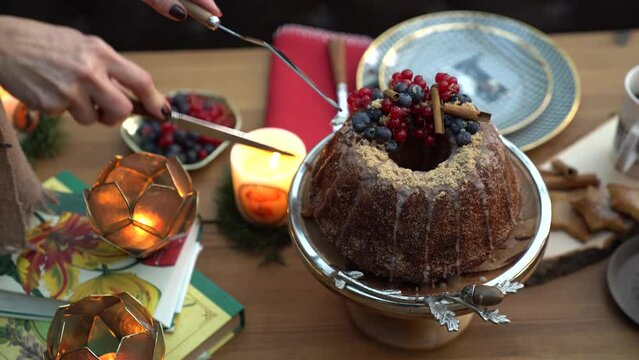 A very appetizing cupcake prepared for the holiday on a decorated table.