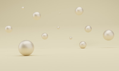 3D rendering  golden ball backgroound. Realistic 3d Golden spheres background.