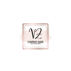 Initial VZ Handwriting, Wedding Monogram Logo Design, Modern Minimalistic and Floral templates for Invitation cards	

