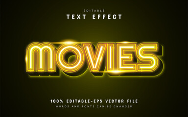 Movie yellow neon text effect © Aglonemadesign