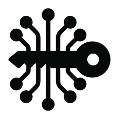 
Digital key encryption icon in solid style design
