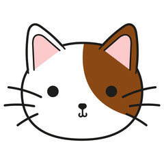 Cat face character with a brown spot . A cute kitten Vector illustration 