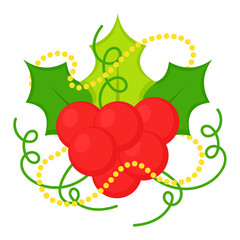 Red Berries Concept Vector Color Icon Design, Merry Christmas Symbol on white background, New Year Celebration Sign,