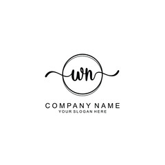 Initial WN Handwriting, Wedding Monogram Logo Design, Modern Minimalistic and Floral templates for Invitation cards	
