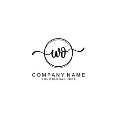 Initial WO Handwriting, Wedding Monogram Logo Design, Modern Minimalistic and Floral templates for Invitation cards	
