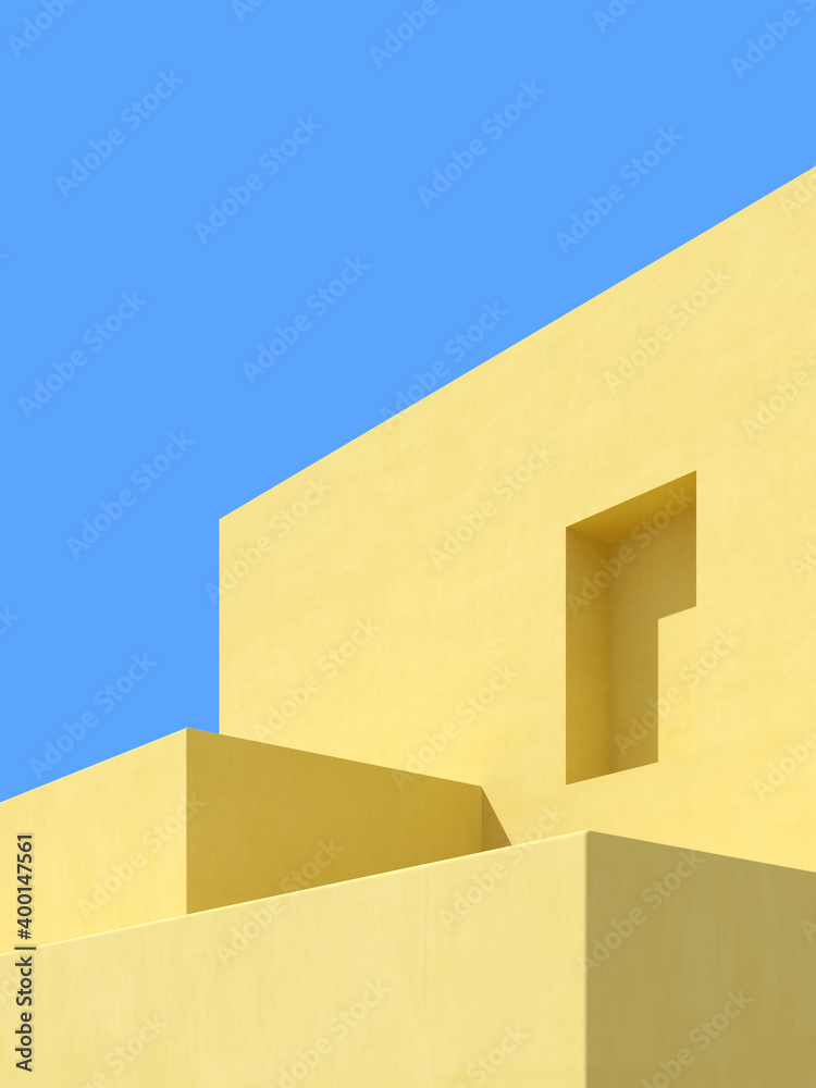 Poster 3d illustration of abstract architecture background, minimal architectural poster.