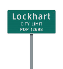 Vector illustration of the Lockhart City Limit green road sign