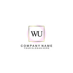 Initial WU Handwriting, Wedding Monogram Logo Design, Modern Minimalistic and Floral templates for Invitation cards	
