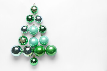 Beautiful Christmas tree made of decor on white background