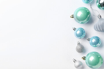 Beautiful Christmas balls on white background
