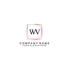 Initial WV Handwriting, Wedding Monogram Logo Design, Modern Minimalistic and Floral templates for Invitation cards	
