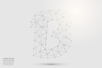 English letters abstract font consists 3d of triangles, lines, dots and connections. Vector illustration EPS 10.